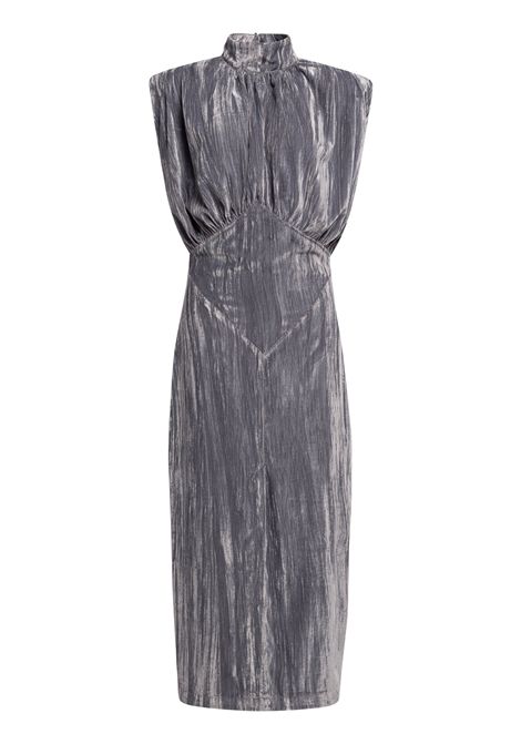 Weili Zheng Abito Midi in Velluto Plissettato Grigio Argento Donna WEILI ZHENG | Abiti | F26DL01GY17